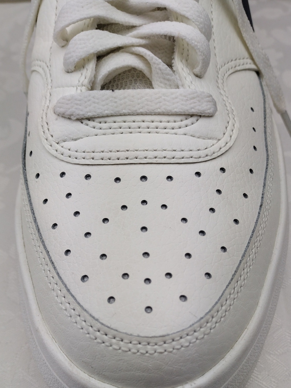 Nike Court Vision Alta White Sail Blue Leather Round Toe Lace Up Low Top Sneaker - Picture 15 of 16